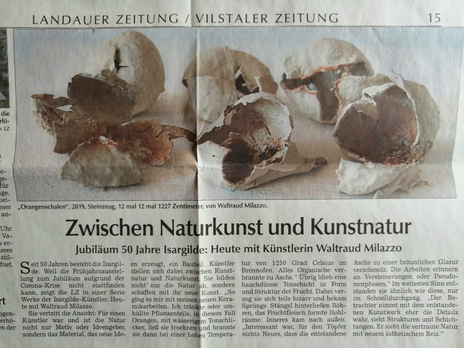 Zwischen Naturkunst und Kunstnatur - Artikel aus der Landauer Zeitung vom 27. April 2020